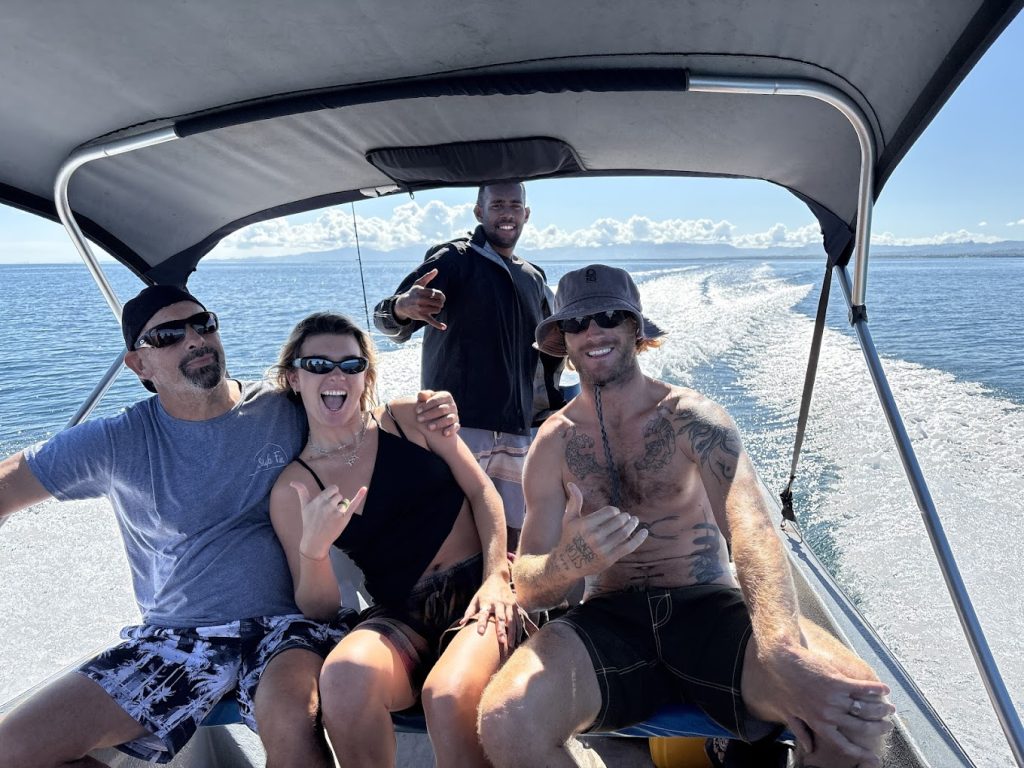 The boat from Fiji Surf Boat taking people out to the waves